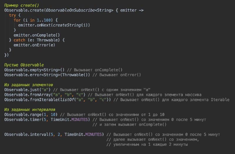 Как создать Observable в RxJava?