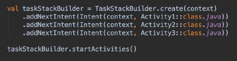 Как запустить стек из нескольких активити?